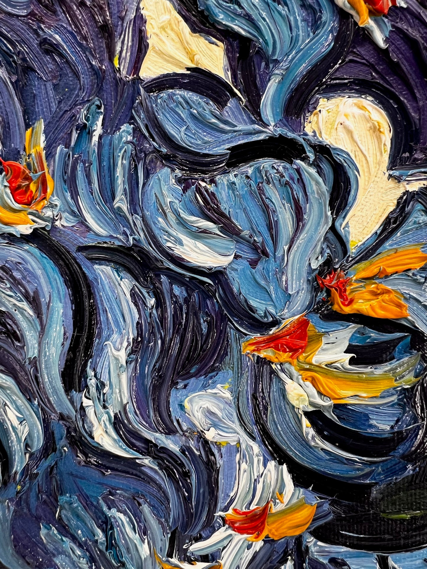 Vase avec des iris (d'après Vincent van Gogh) – Peinture à l'huile post-impressionniste peinte à la main sur toile (73 × 92,5 cm)