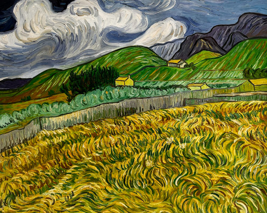 Peinture à l'huile peinte à la main de Van Gogh : Paysage derrière l'hôpital Saint-Paul (70 × 88,1 cm toile enroulée)