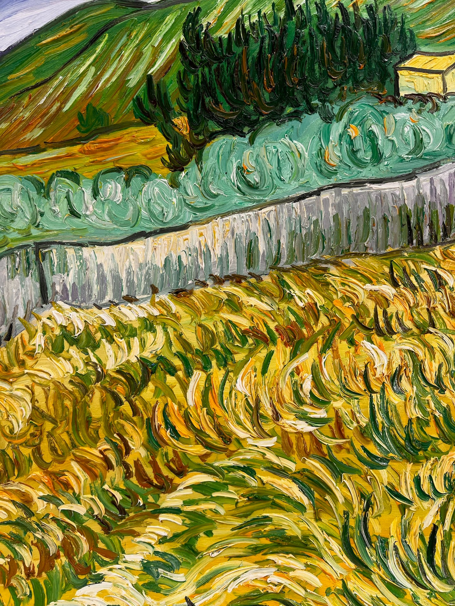 Peinture à l'huile peinte à la main de Van Gogh : Paysage derrière l'hôpital Saint-Paul (70 × 88,1 cm toile enroulée)