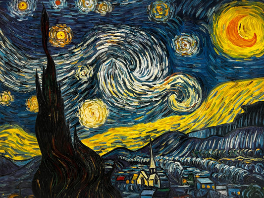 Peinture à l'huile sur toile ‘La Nuit étoilée’ peinte à la main – Van Gogh post-impressionnisme (92 × 73 cm)