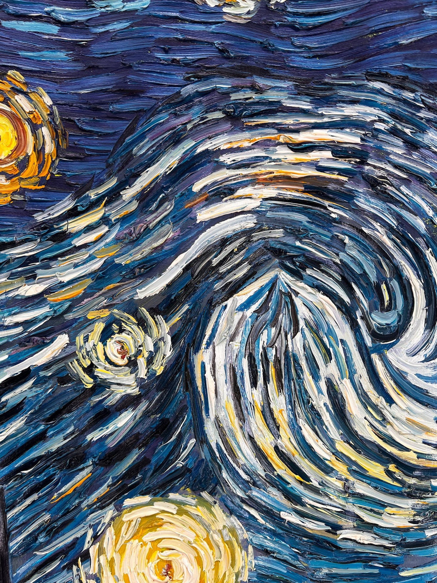 Peinture à l'huile sur toile ‘La Nuit étoilée’ peinte à la main – Van Gogh post-impressionnisme (92 × 73 cm)