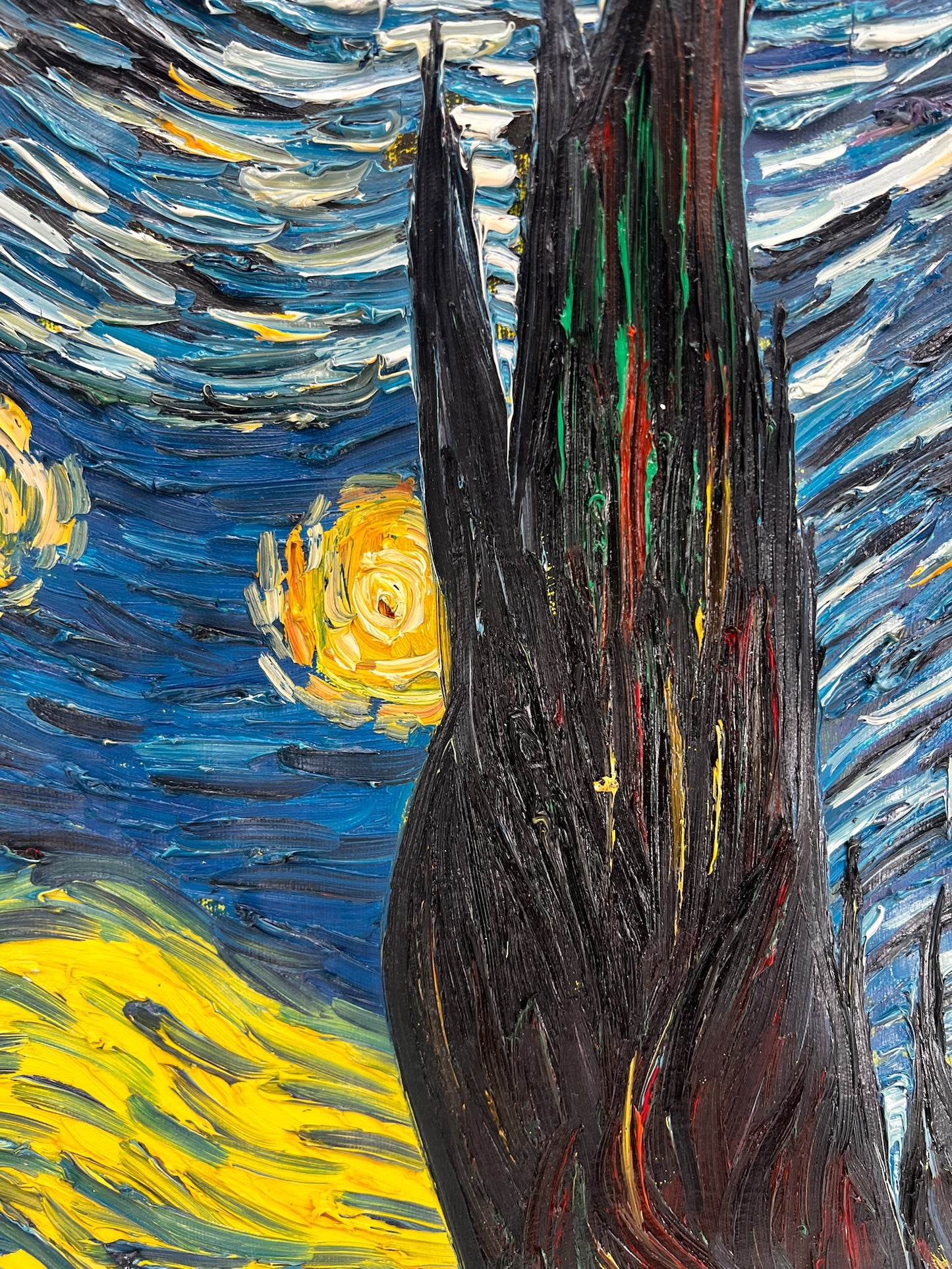 Peinture à l'huile sur toile ‘La Nuit étoilée’ peinte à la main – Van Gogh post-impressionnisme (92 × 73 cm)