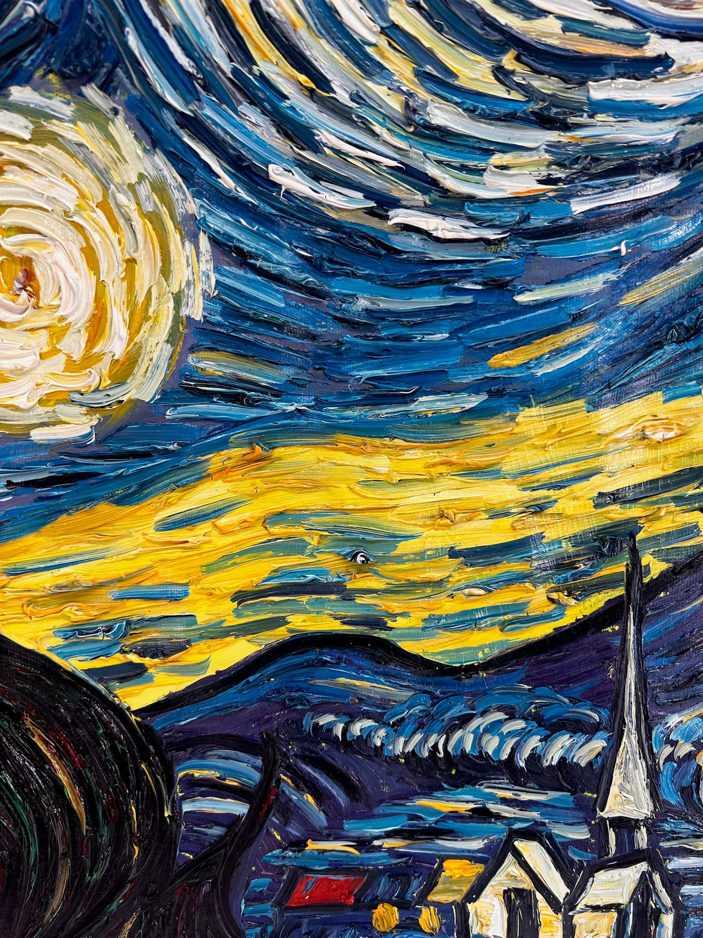 Peinture à l'huile sur toile ‘La Nuit étoilée’ peinte à la main – Van Gogh post-impressionnisme (92 × 73 cm)