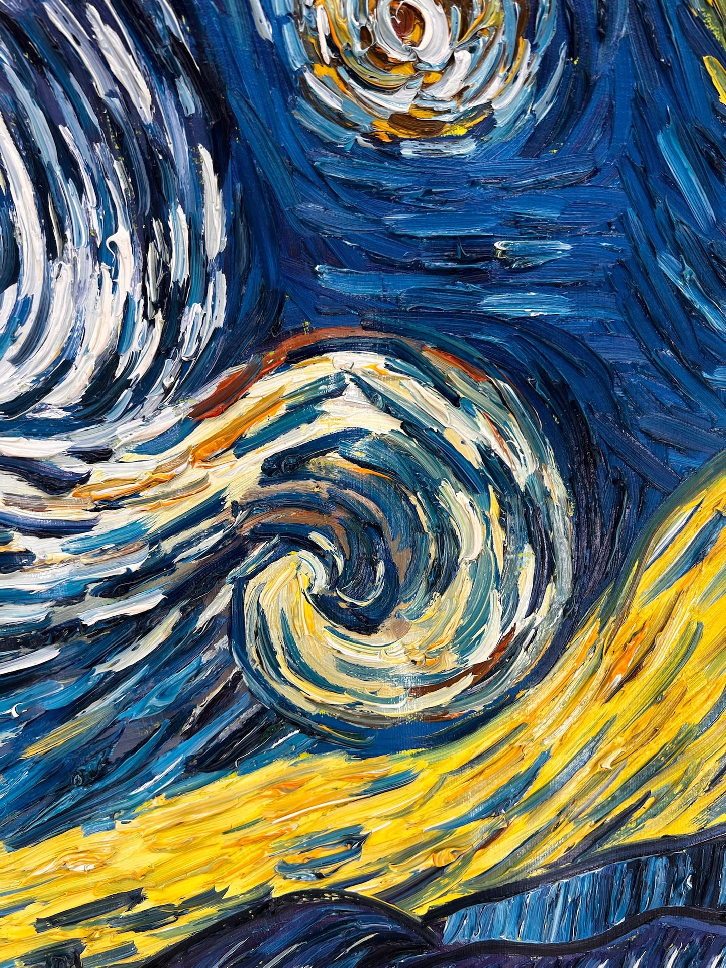 Peinture à l'huile sur toile ‘La Nuit étoilée’ peinte à la main – Van Gogh post-impressionnisme (92 × 73 cm)