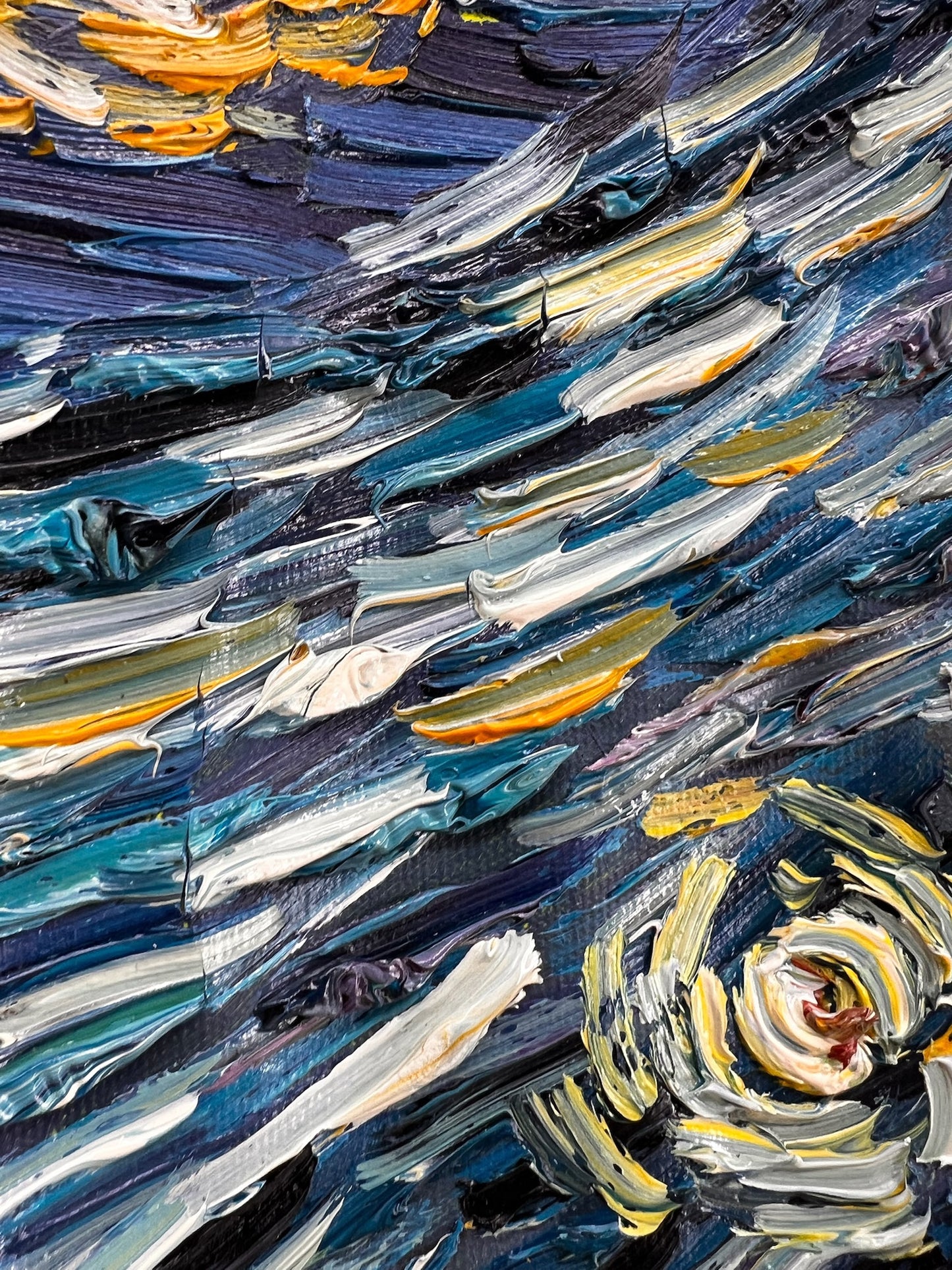 Peinture à l'huile sur toile ‘La Nuit étoilée’ peinte à la main – Van Gogh post-impressionnisme (92 × 73 cm)