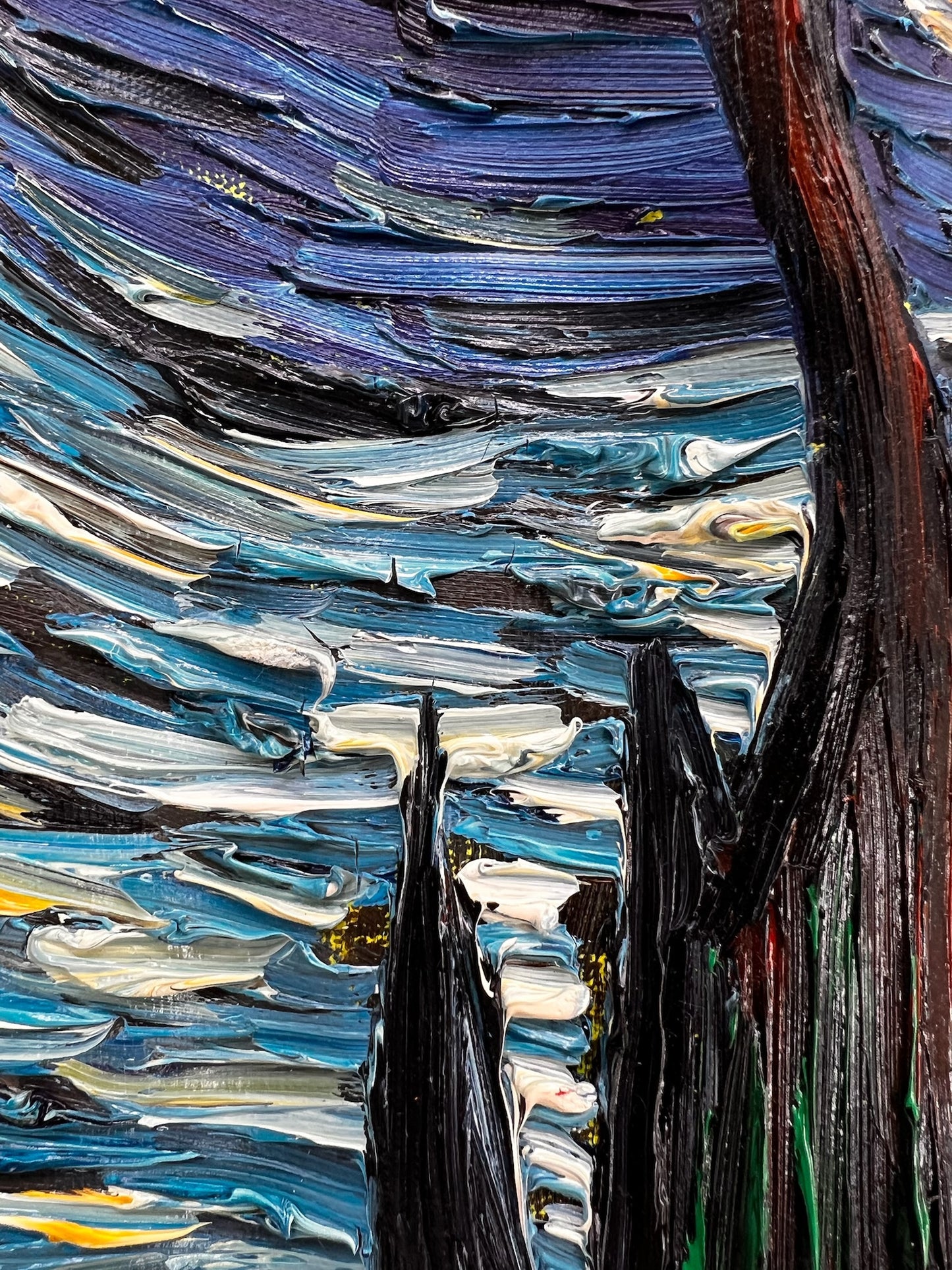 Peinture à l'huile sur toile ‘La Nuit étoilée’ peinte à la main – Van Gogh post-impressionnisme (92 × 73 cm)