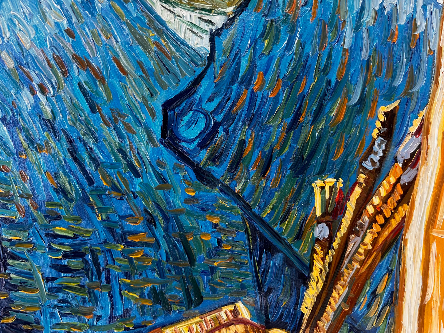 Peinture à l'huile peinte à la main dans le style de Van Gogh : Autoportrait à l'âne (60,5 × 50,5 cm) – Toile roulée