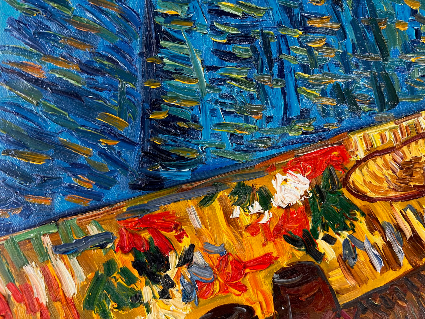 Peinture à l'huile peinte à la main dans le style de Van Gogh : Autoportrait à l'âne (60,5 × 50,5 cm) – Toile roulée