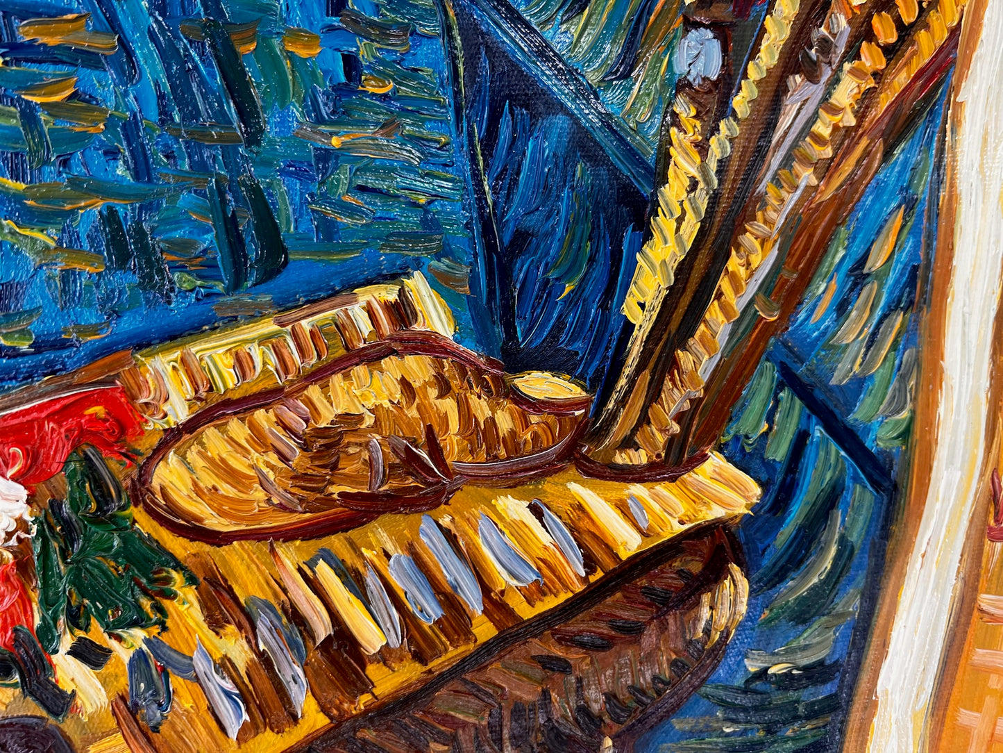 Peinture à l'huile peinte à la main dans le style de Van Gogh : Autoportrait à l'âne (60,5 × 50,5 cm) – Toile roulée