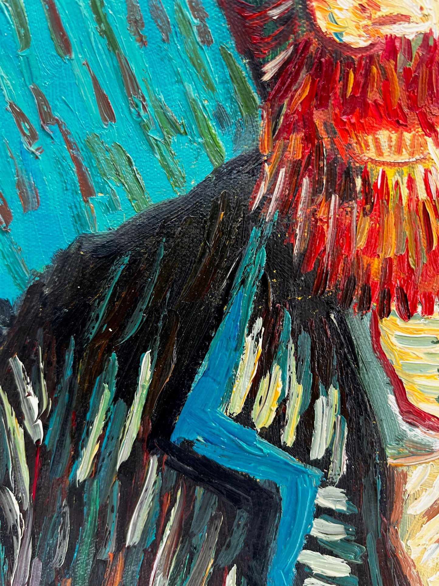 Peinture à l'huile peinte à la main dans le style de Van Gogh : Autoportrait avec chapeau en feutre gris (54 × 65 cm)