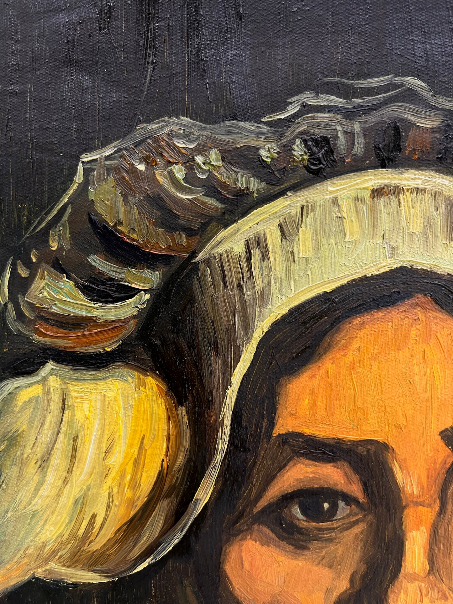 Tête de femme (d'après Vincent van Gogh) – Peinture à l'huile sur toile peinte à la main (42,7 × 33,5 cm)