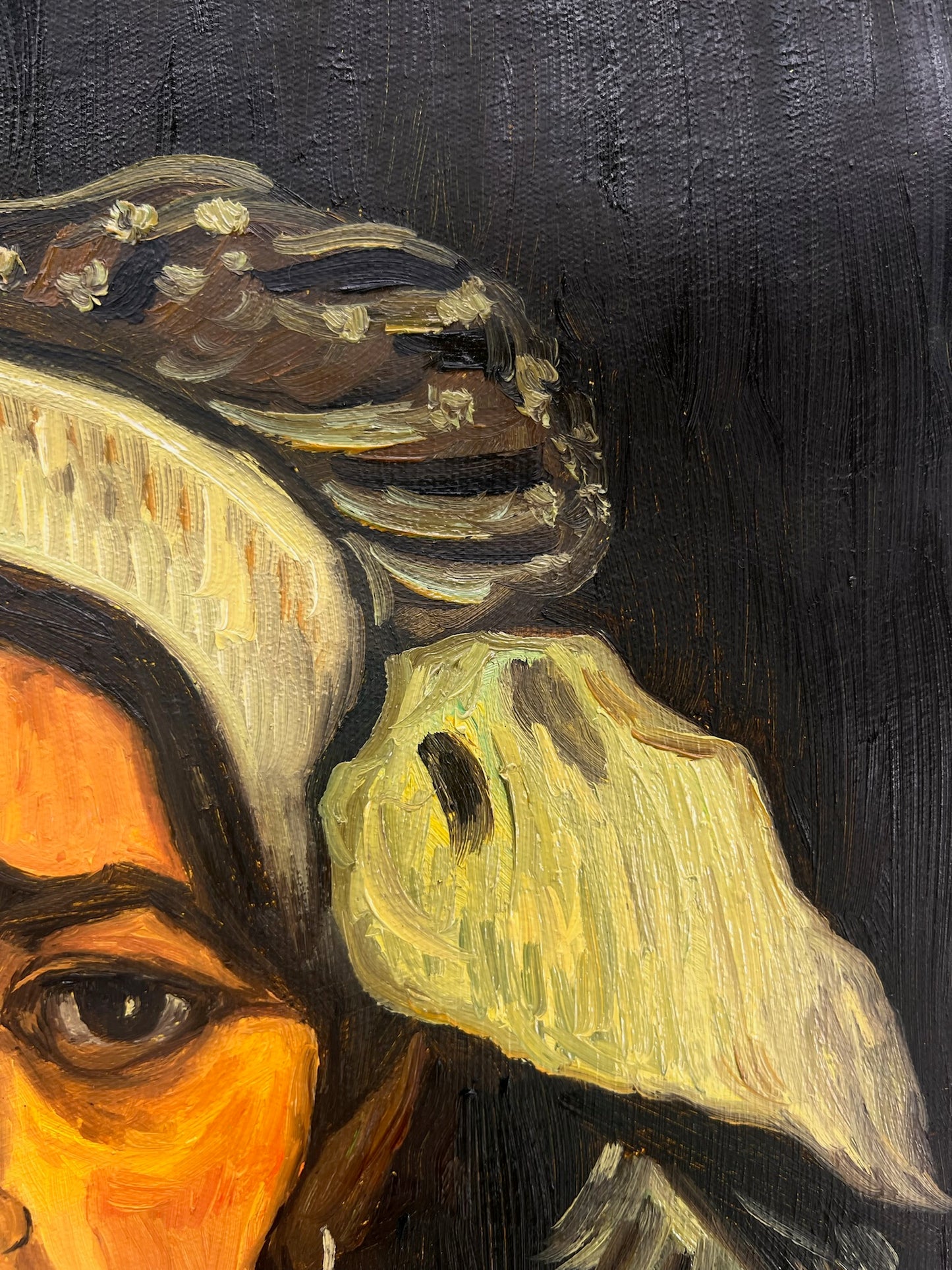 Tête de femme (d'après Vincent van Gogh) – Peinture à l'huile sur toile peinte à la main (42,7 × 33,5 cm)