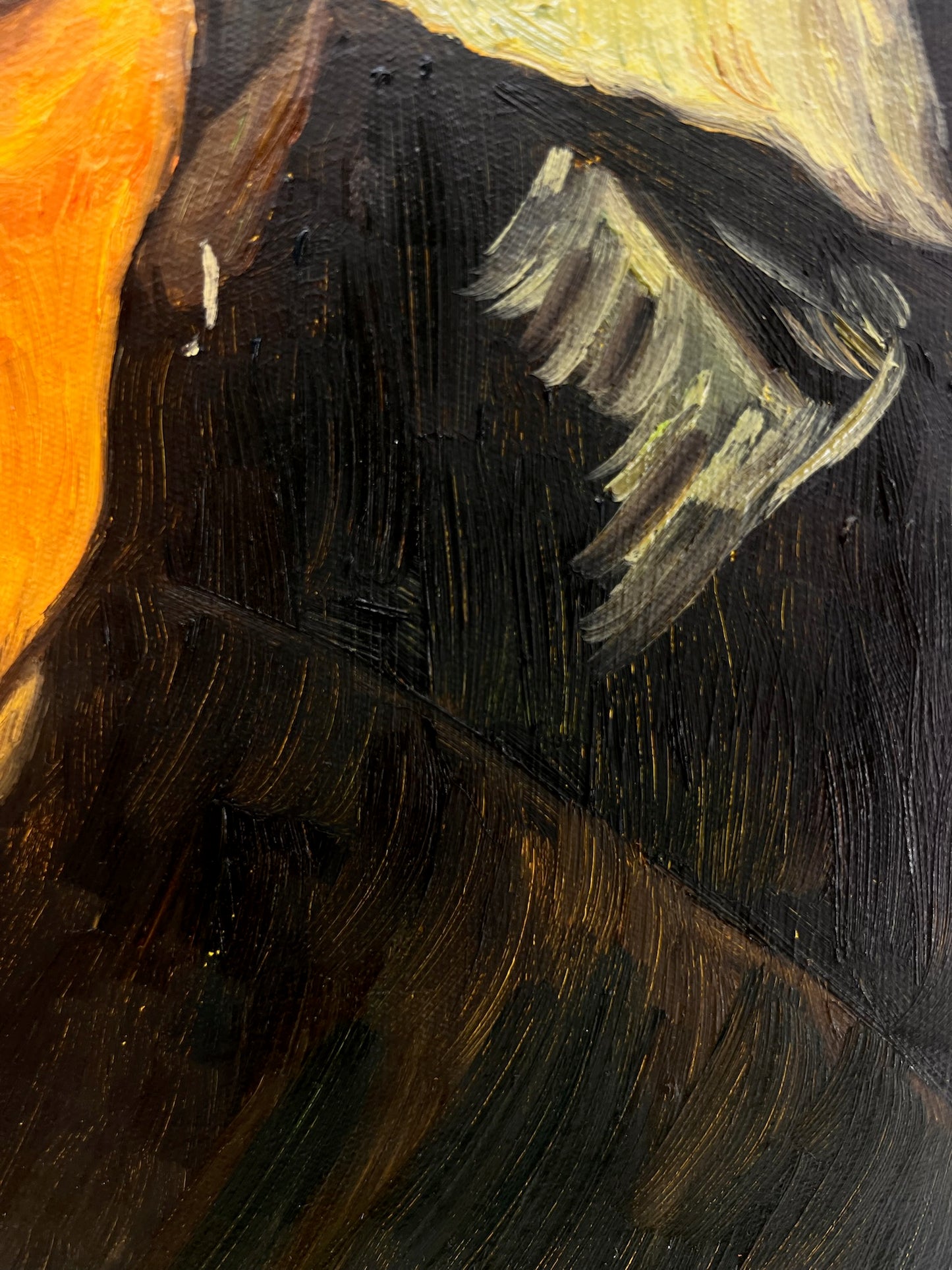Tête de femme (d'après Vincent van Gogh) – Peinture à l'huile sur toile peinte à la main (42,7 × 33,5 cm)