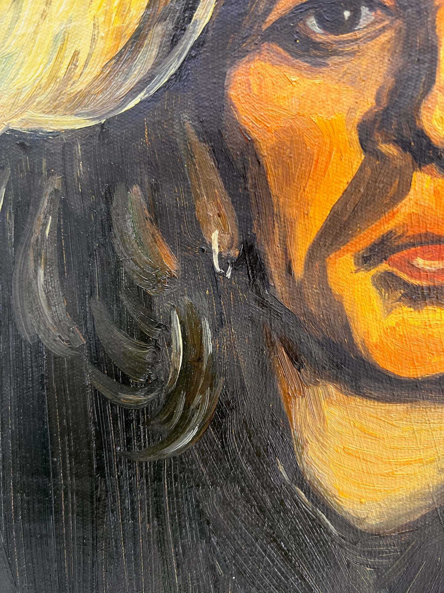 Tête de femme (d'après Vincent van Gogh) – Peinture à l'huile sur toile peinte à la main (42,7 × 33,5 cm)