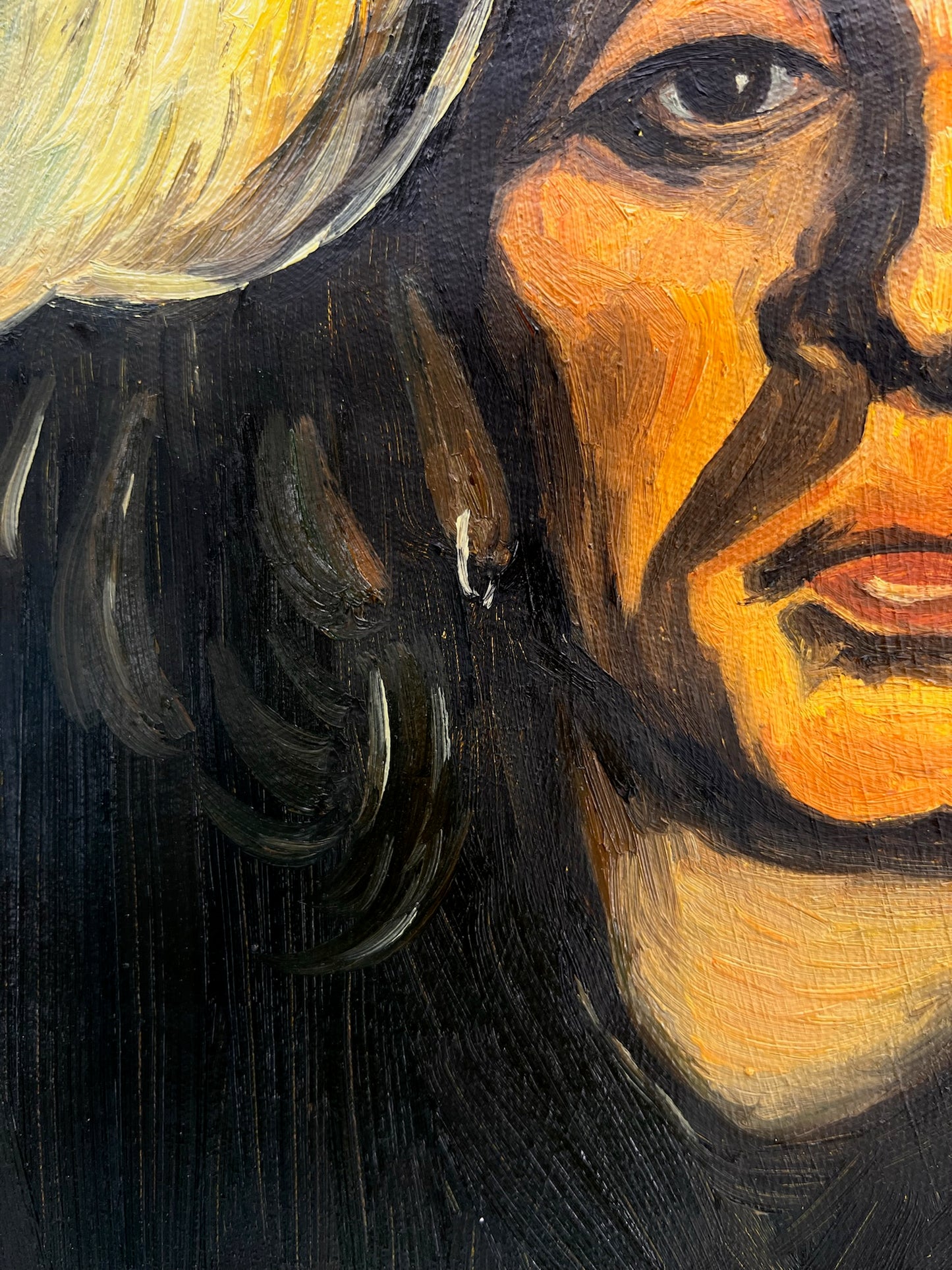 Tête de femme (d'après Vincent van Gogh) – Peinture à l'huile sur toile peinte à la main (42,7 × 33,5 cm)
