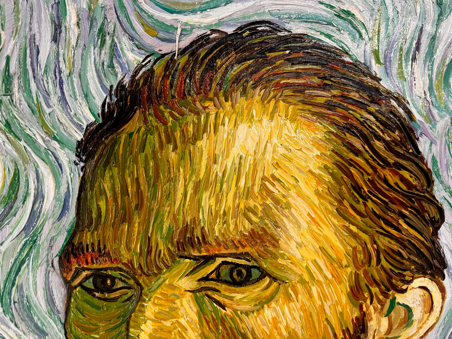 Autoportrait – Peinture à l'huile post-impressionniste peinte à la main sur toile (65 × 54 cm)