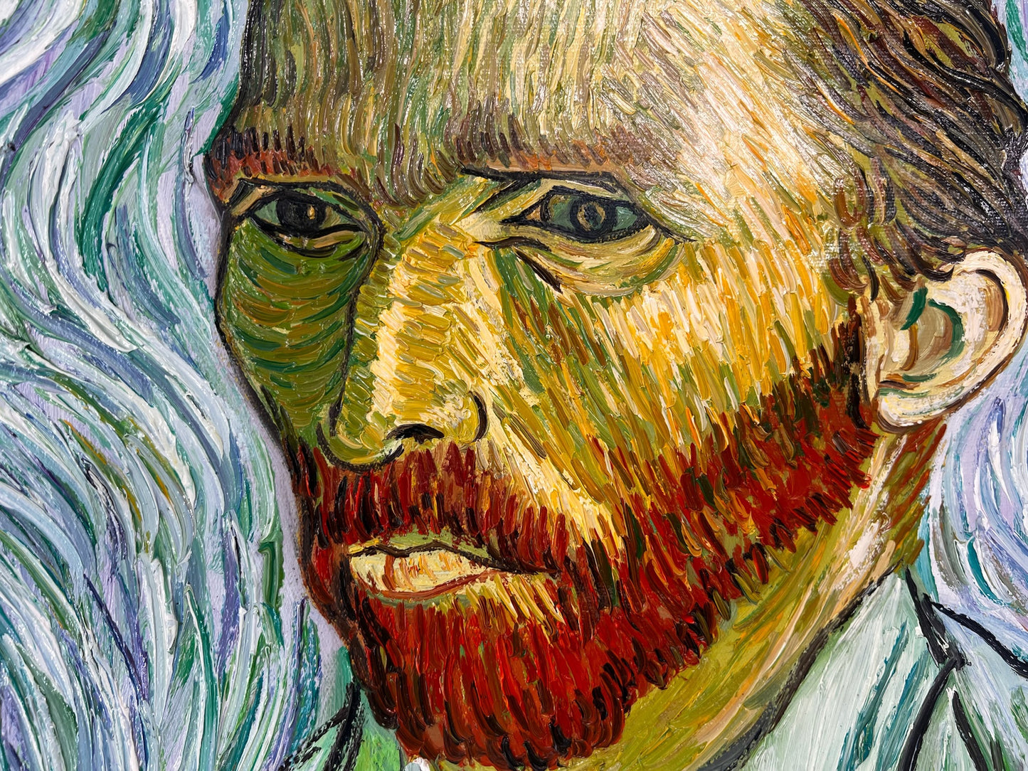 Autoportrait – Peinture à l'huile post-impressionniste peinte à la main sur toile (65 × 54 cm)