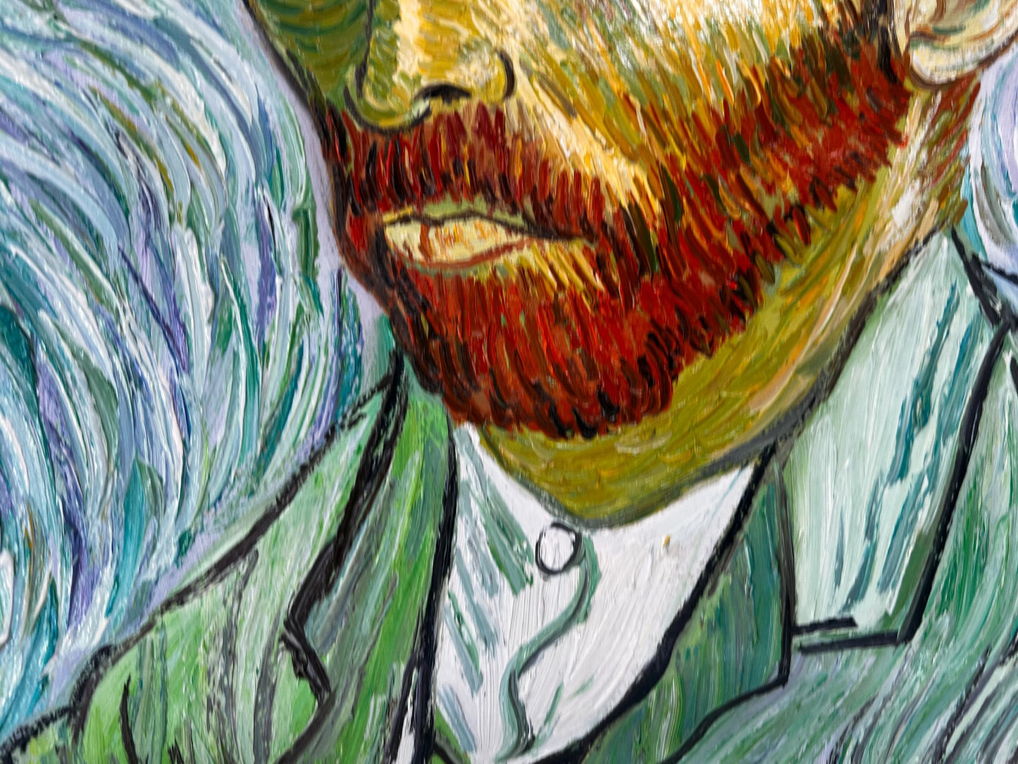 Autoportrait – Peinture à l'huile post-impressionniste peinte à la main sur toile (65 × 54 cm)