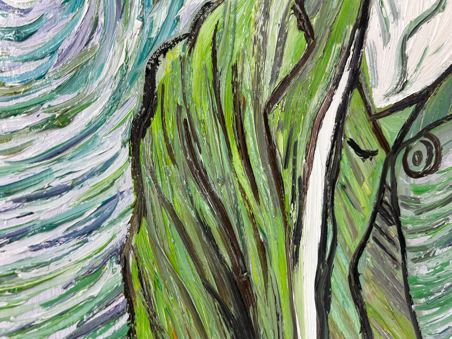 Autoportrait – Peinture à l'huile post-impressionniste peinte à la main sur toile (65 × 54 cm)