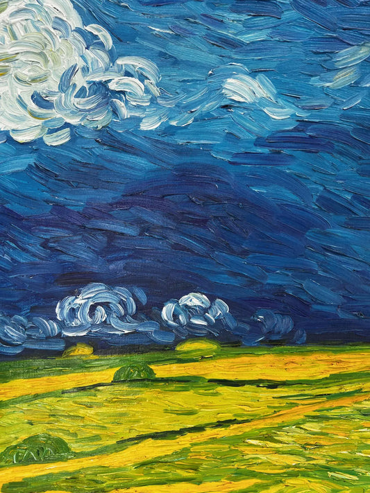 Peinture à la main de Van Gogh Champ de blé sous des cieux menaçants : peinture à l'huile post-impressionniste